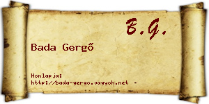 Bada Gergő névjegykártya